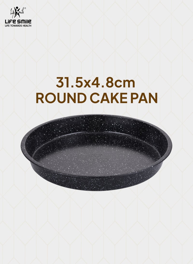 Life Smile Non-Stick Carbon Steel Round Cake Pan with Granite Coating – Oven Safe Baking Pan - Image 2